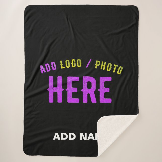 MANTA SHERPA PERSONALIZABLE MODERNO ESTILO NEGRO VERIFICADO MAR (Anverso)