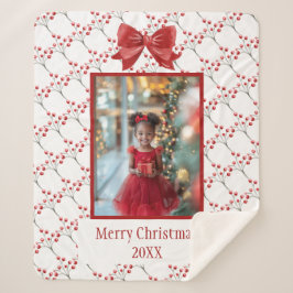 Manta Sherpa Personalización de la foto Feliz Navidad