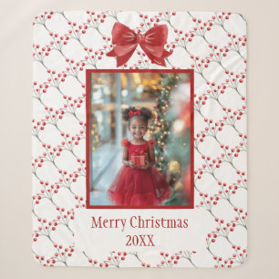 Manta Sherpa Personalización de la foto Feliz Navidad