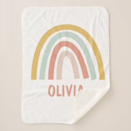 Manta Sherpa Personalización de los niños del Boho arcoiris