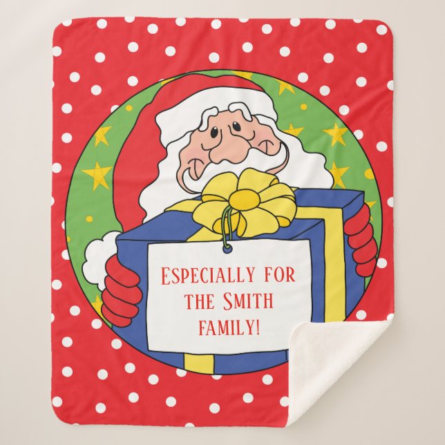 Manta Sherpa Personalización de "Navidades Santa" en blanco/med (Anverso)