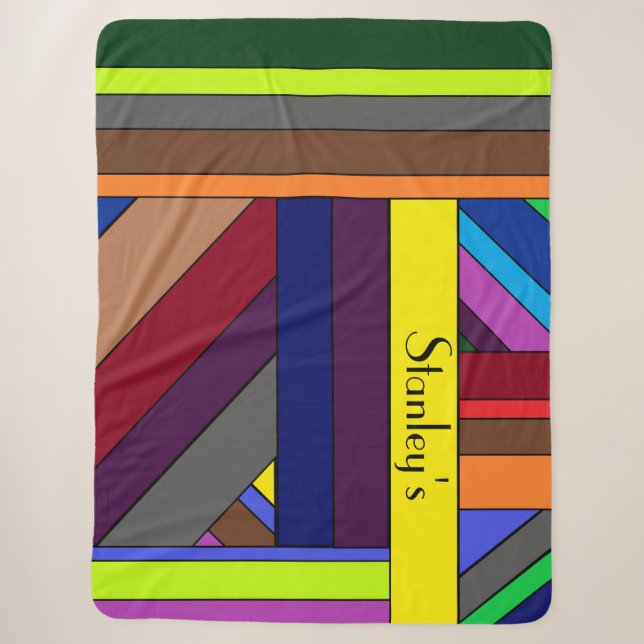 Manta Sherpa Personalizada de Rayas Multicolores (Anverso)