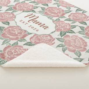 Manta Sherpa Personalizada Mama Peonía con Nombre