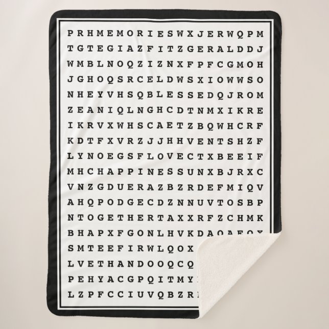 Manta Sherpa Personalizado 12 Word Family Word Search (Anverso)