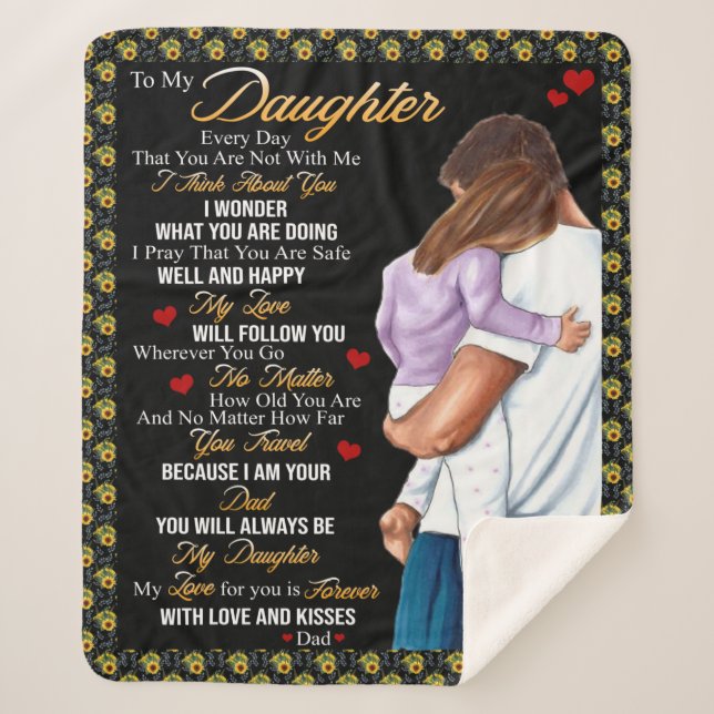 Manta Sherpa Personalizado A Mi Hija De Dad Blanket (Anverso)