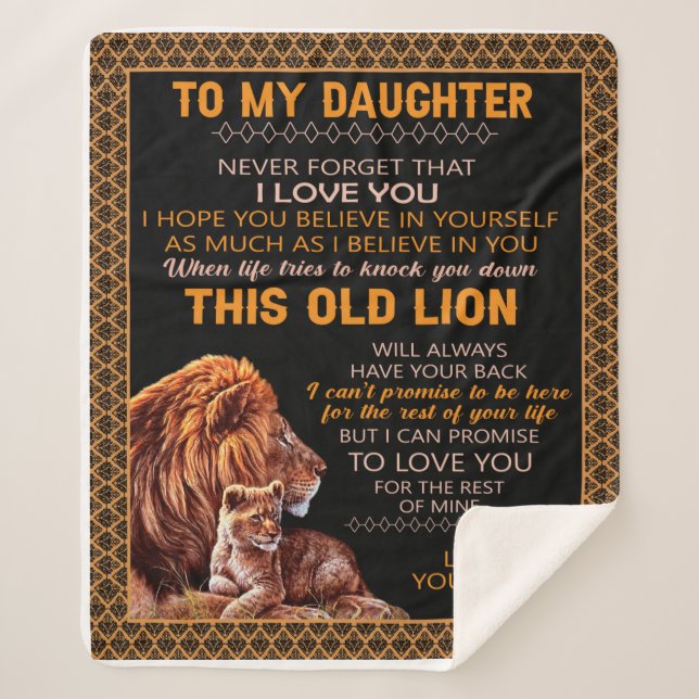 Manta Sherpa Personalizado A Mi Hija Lion Blanket (Anverso)