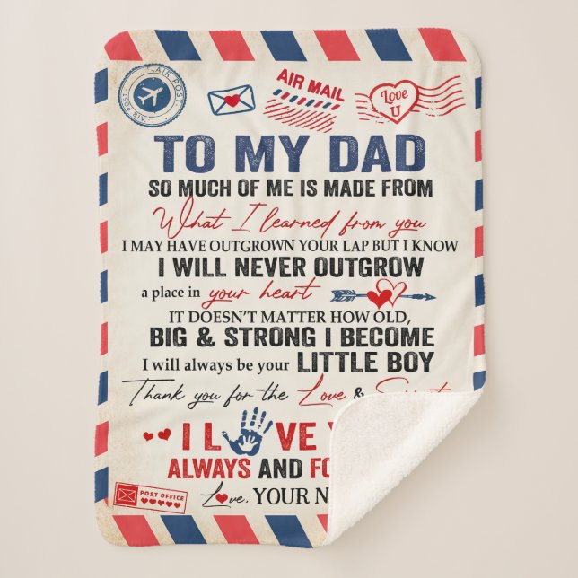 Manta Sherpa Personalizado A Mi Papi Blanket Desde El Correo De (Anverso)