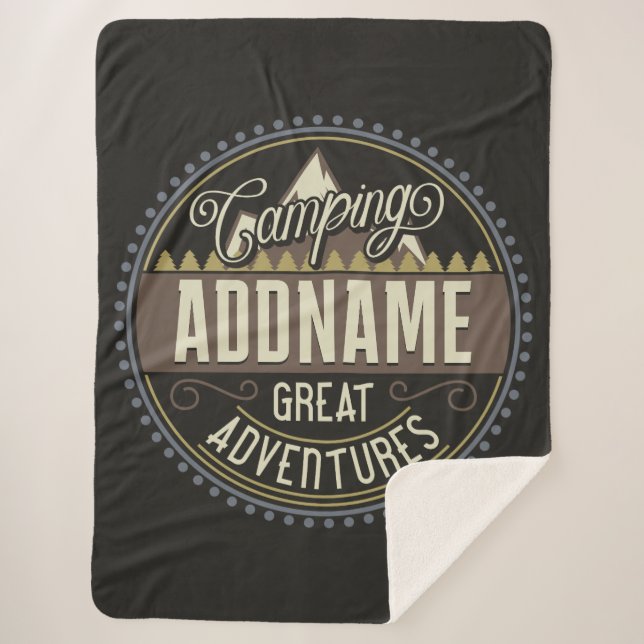 Manta Sherpa Personalizado AGREGAR NOMBRE Familia Camping Reuni (Anverso)