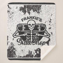 Manta Sherpa Personalizado AÑADIR NOMBRE Skull Skateboard Skate