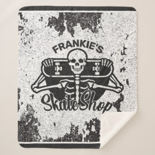 Manta Sherpa Personalizado AÑADIR NOMBRE Skull Skateboard Skate