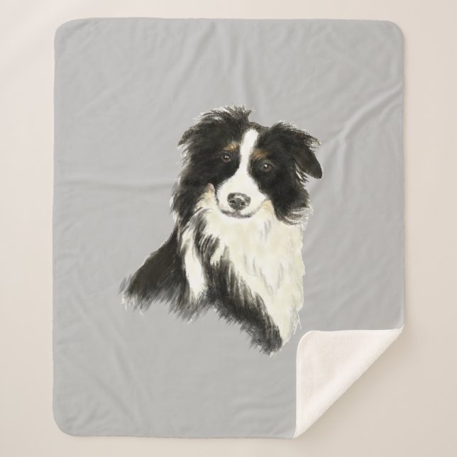Manta Sherpa Personalizado animal del Mascota del perro collie  (Anverso)