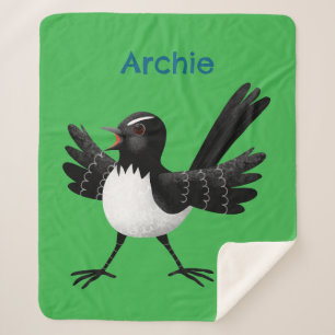 Manta Sherpa Personalizado australiano Willie Wagtail