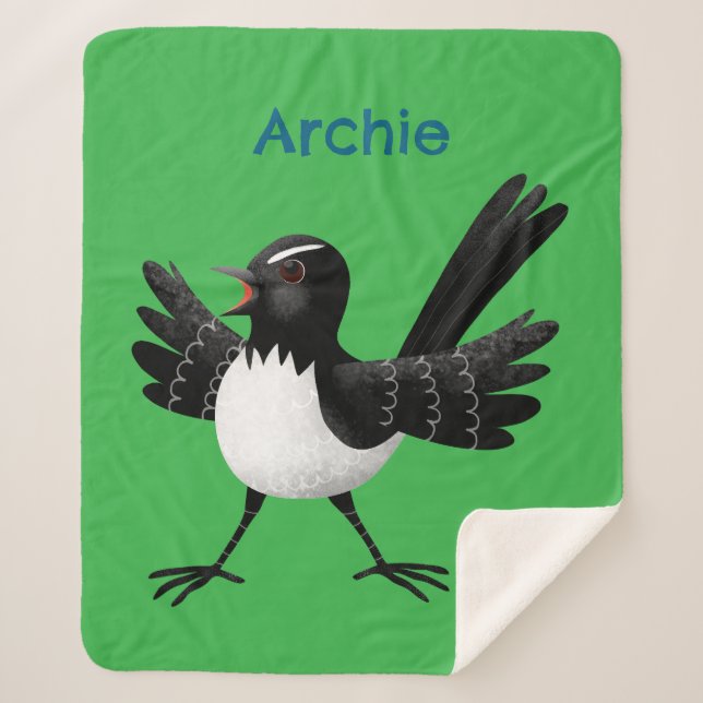 Manta Sherpa Personalizado australiano Willie Wagtail (Anverso)