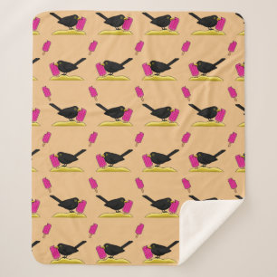 Manta Sherpa Personalizado Blackbird Comer Un Patrón De Helado 