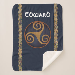 Manta Sherpa Personalizado Celtic Triskelion (Azul)