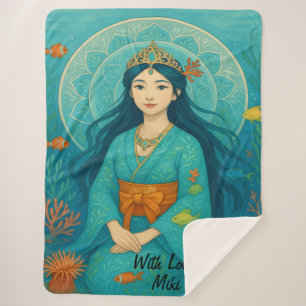Manta Sherpa Personalizado Cute Whismusic Underwater Princess