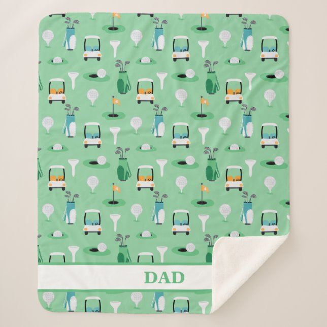 Manta Sherpa Personalizado Dad Golfer Golfcart Golffing Sporty (Anverso)
