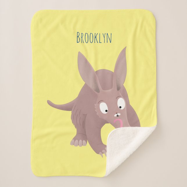 Manta Sherpa Personalizado de aardvark gracioso (Anverso)