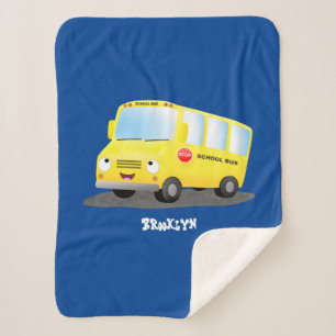 Manta Sherpa Personalizado de autobús escolar alegre y amarillo