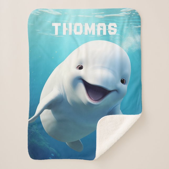 Manta Sherpa Personalizado de ballenas Beluga Océano Ártico ver (Anverso)