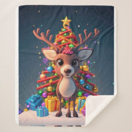 Manta Sherpa Personalizado DE BEBÉ REINDEER Y LIT NAVIDAD ÁRBOL
