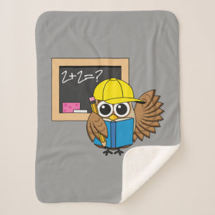 Manta Sherpa Personalizado de Búho Estudiantil Cute