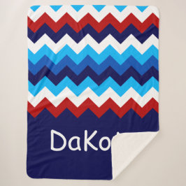 Manta Sherpa Personalizado de Chevron azul rojo Gran Sherpa Bla