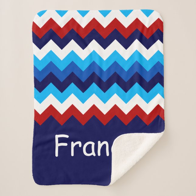 Manta Sherpa Personalizado de Chevron azul rojo pequeño Sherpa  (Anverso)