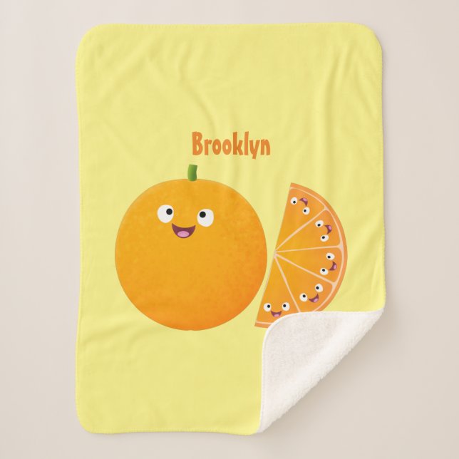 Manta Sherpa Personalizado de cítricos de feliz naranja (Anverso)