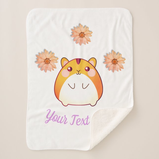 Manta Sherpa Personalizado de Cute Kawaii Hamster (Anverso)