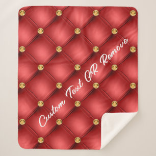 Manta Sherpa Personalizado de diamantes de oro rojo tufado Text