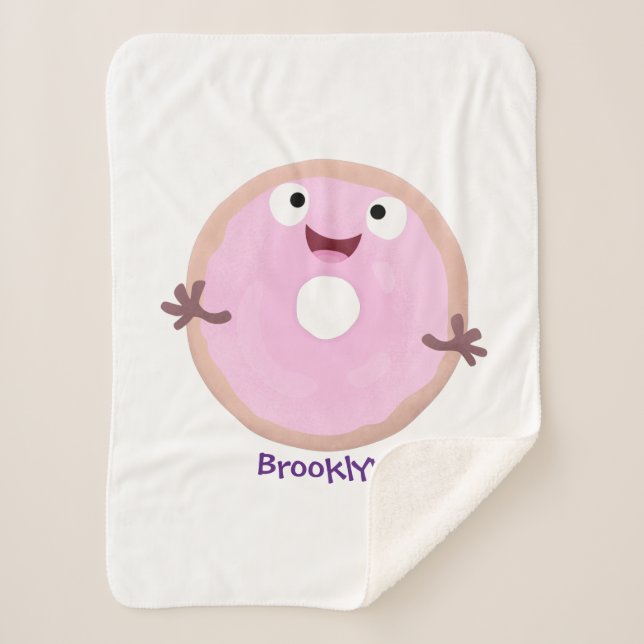 Manta Sherpa Personalizado de donut rosa alegre y brillante (Anverso)