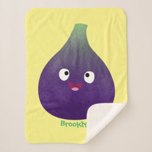 Manta Sherpa Personalizado de fruta púrpura feliz