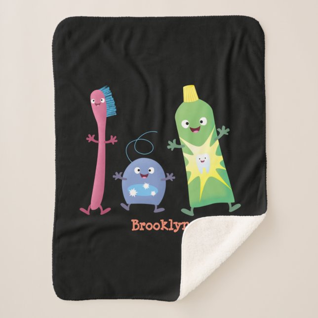 Manta Sherpa Personalizado de hilo dental de cepillo de dientes (Anverso)