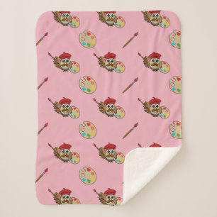 Manta Sherpa Personalizado de Lechuza Cute Painter