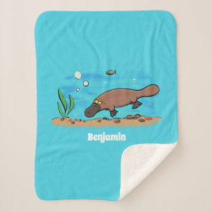 Manta Sherpa Personalizado de natación de Platypus Cute