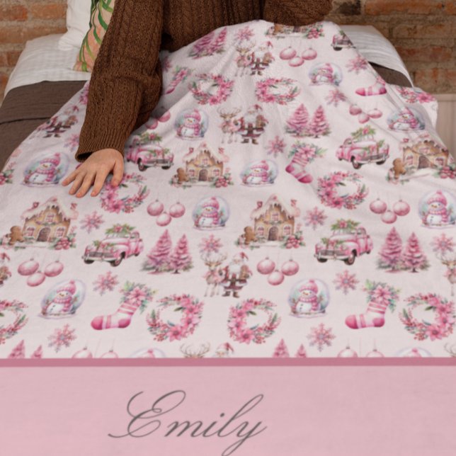Manta Sherpa Personalizado de Navidades rosados (Subido por el creador)