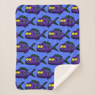 Manta Sherpa Personalizado de pescado piraña