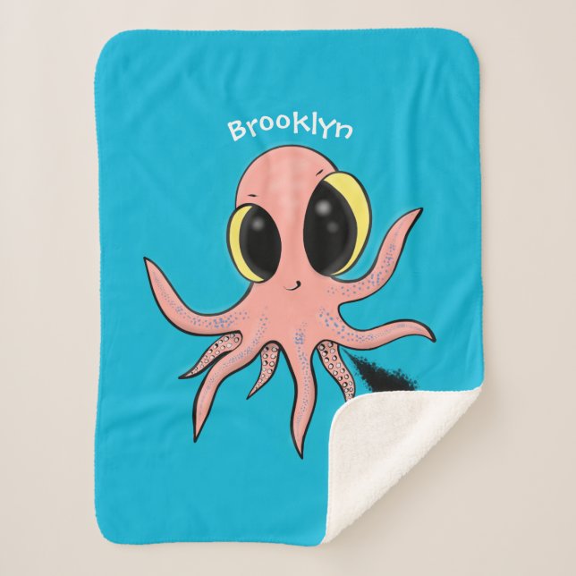 Manta Sherpa Personalizado de pulpo para bebés, dulce y descara (Anverso)