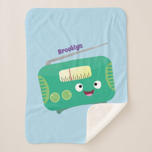 Manta Sherpa Personalizado de radio retro alegre y gracioso (Anverso)