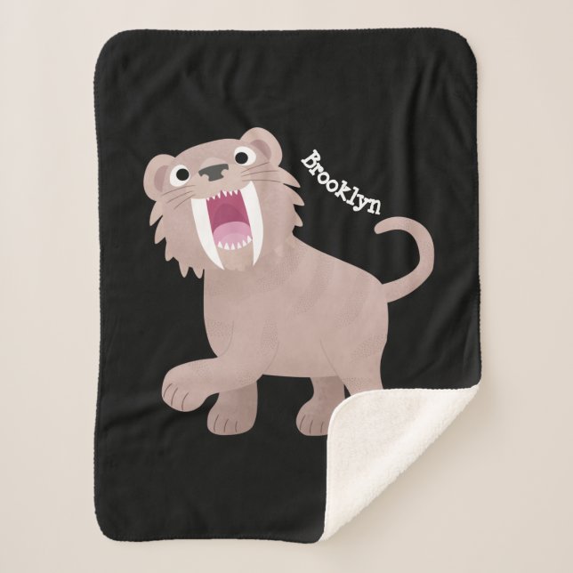 Manta Sherpa Personalizado de Smilodon del tigre dientes de Cut (Anverso)