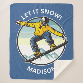 Manta Sherpa Personalizado de texto y nombre SNOWBOARDER