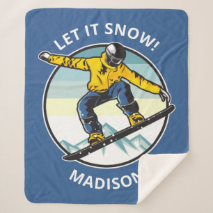 Manta Sherpa Personalizado de texto y nombre SNOWBOARDER