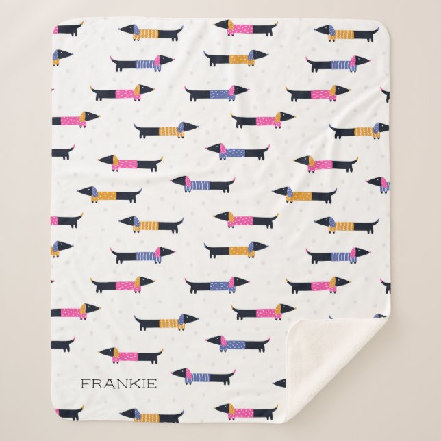 Manta Sherpa Personalizado del Tramo del perro de Dachshund (Anverso)