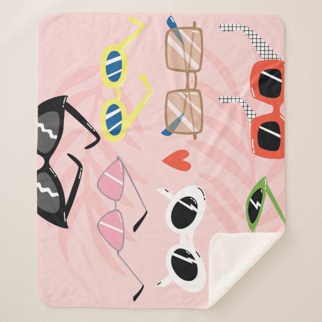 Manta Sherpa Personalizado divertido: Colección de gafas de sol (Anverso)