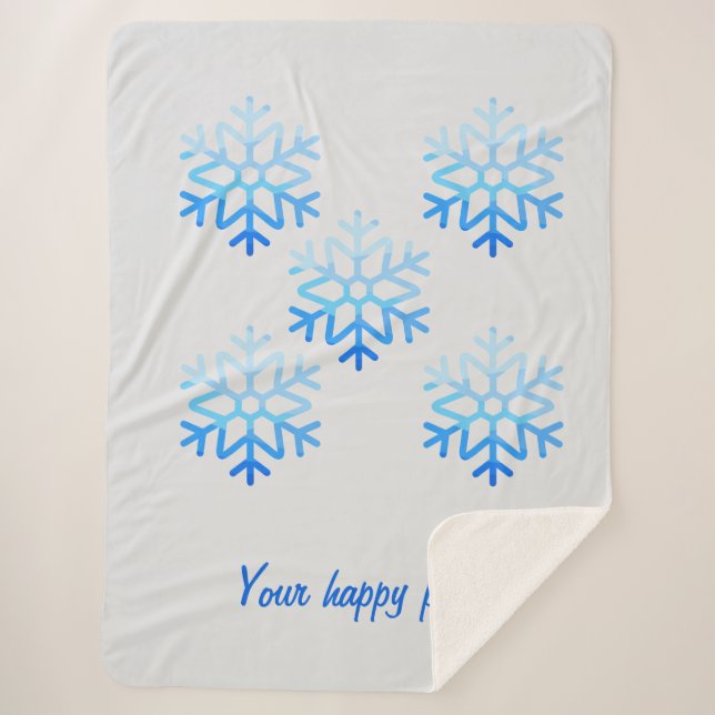 Manta Sherpa Personalizado Elegante Minimalista Geometric Snowf (Anverso)