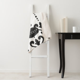 Manta Sherpa Personalizado en blanco y negro de lujo