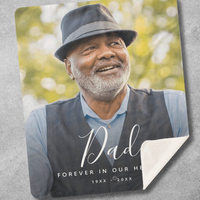 Manta Sherpa Personalizado foto padre memorial personalizado (Dad Photo Memorial Blanket)