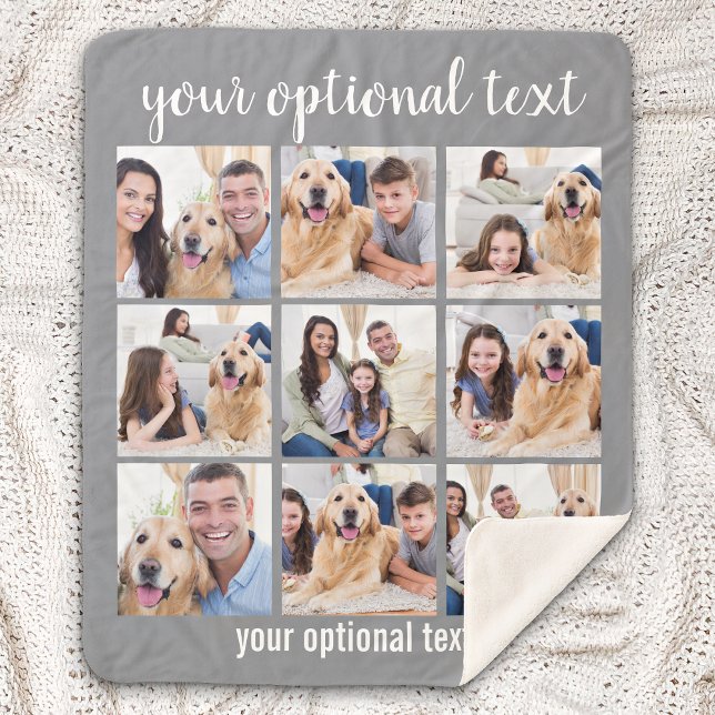 Manta Sherpa Personalizado Gris moderno 9 Collage de fotos (Subido por el creador)
