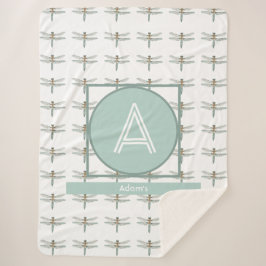 Manta Sherpa Personalizado Inicial y Nombre Dragon Fly Trendy